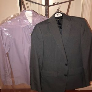 Boys charcoal stripe suit